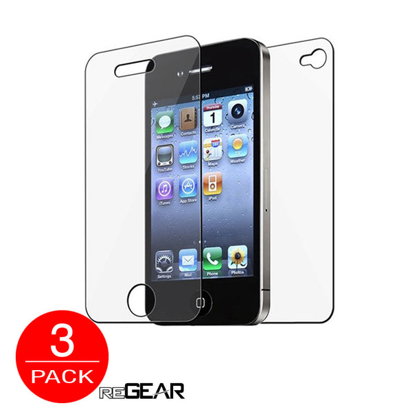 Combo (Front and Back) Screen Protector for iPhone 4/4S - 3 Pack